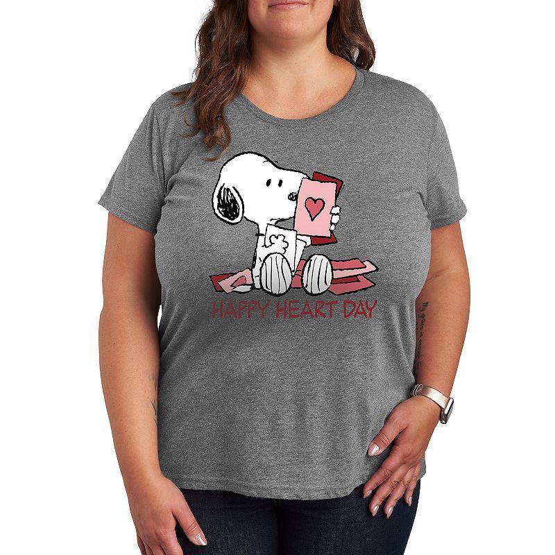 Plus Peanuts Snoopy Happy Heart Day Graphic Tee, Women's, Size: 1XL, White Product Image