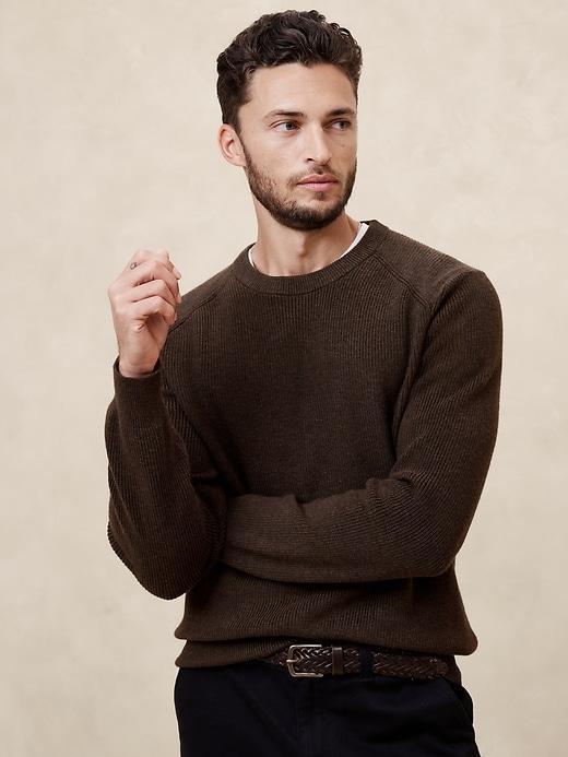 Cotton-Blend Ribbed Sweater Product Image