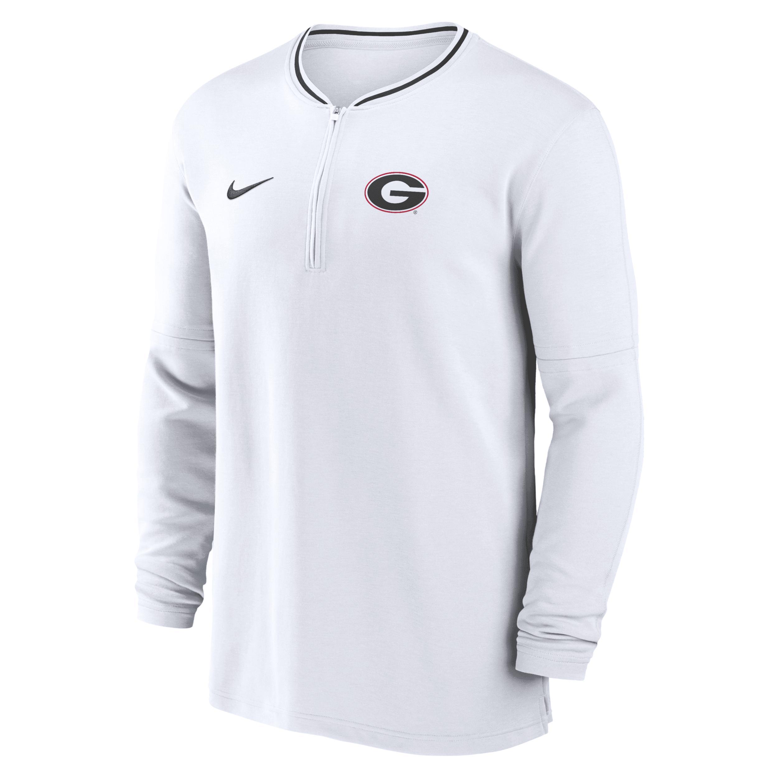 Men's Nike White Georgia Bulldogs 2024 Sideline Coach Performance Half-Zip Long Sleeve Top, Size: Small Product Image