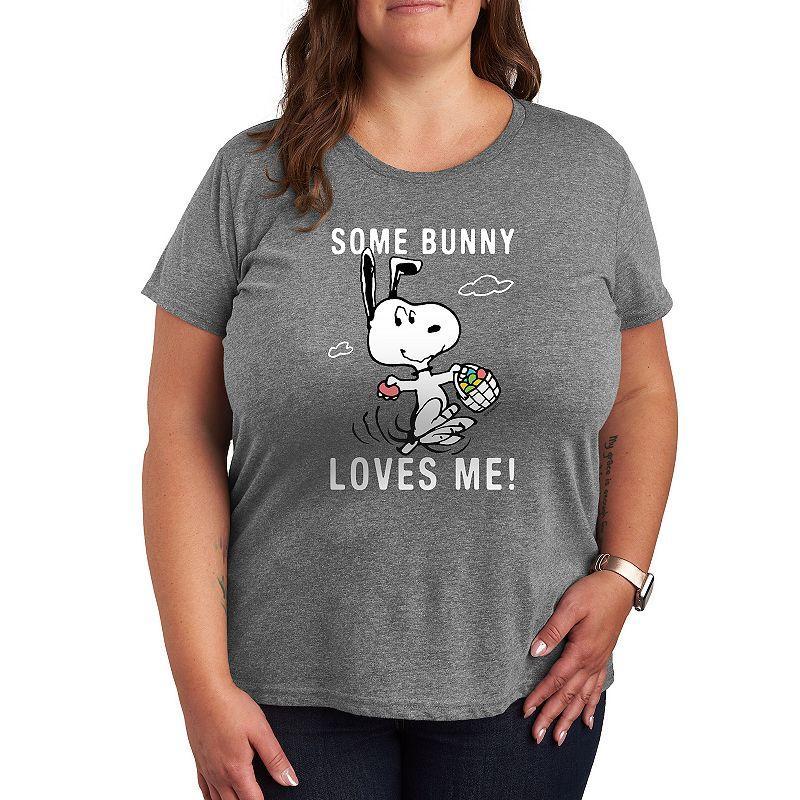 Plus Peanuts Snoopy Some Bunny Graphic Tee, Women's, Size: 4XL, Grey Green Product Image