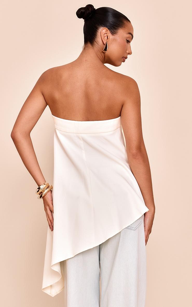 Cream Woven Bandeau Asymmetric Hem Floaty Long Top Product Image