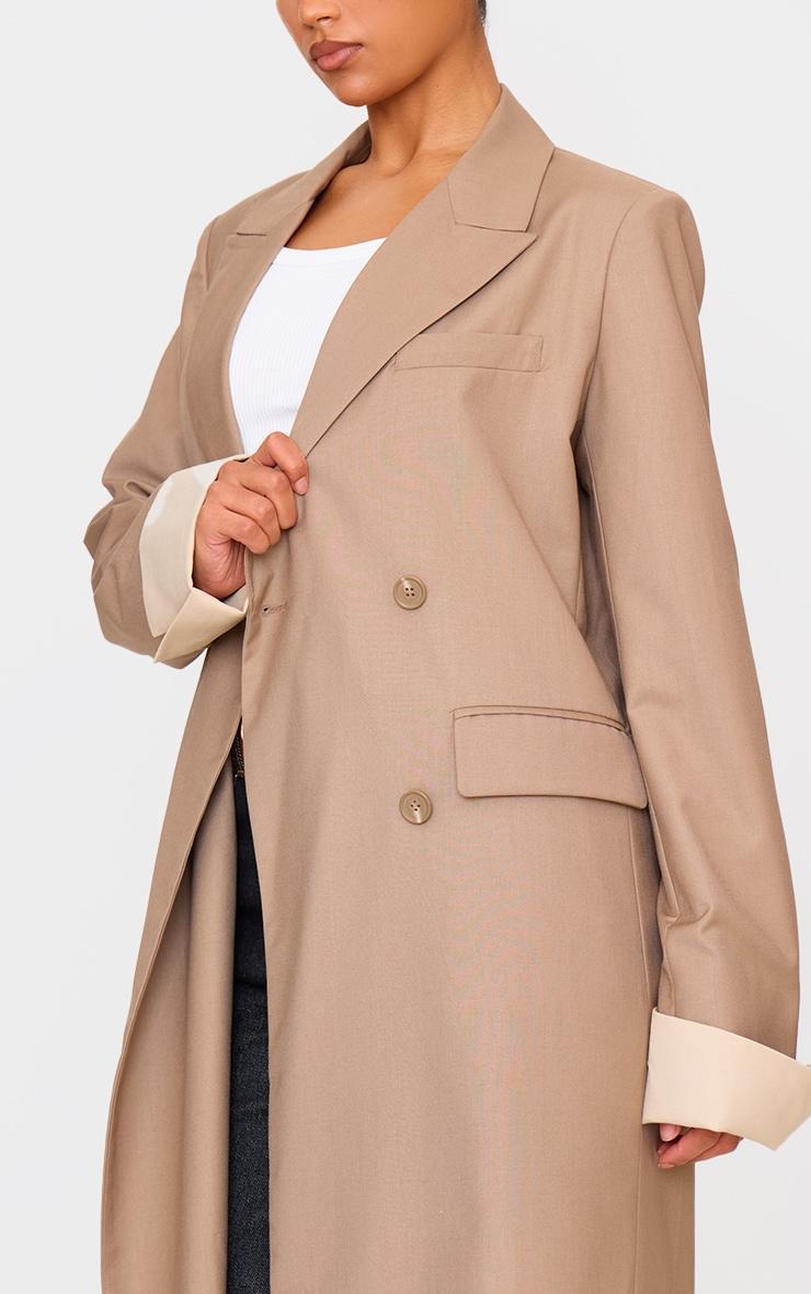 Taupe Tailoring Trim Trench Coat Product Image