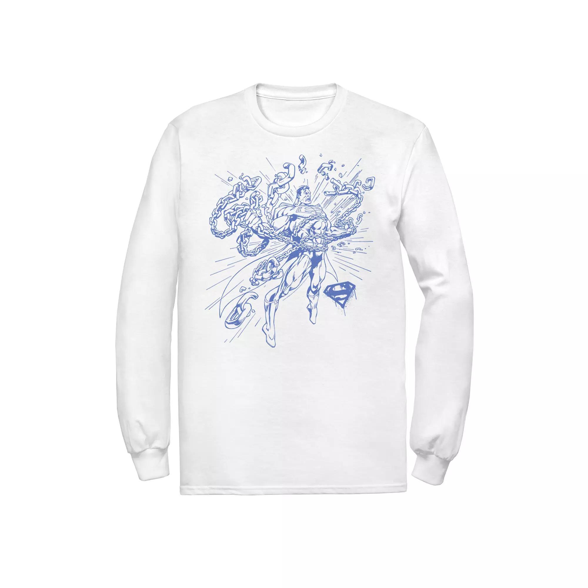 Men's DC Comics Superman Break Chains Outlined Comic Poster Tee,  Product Image