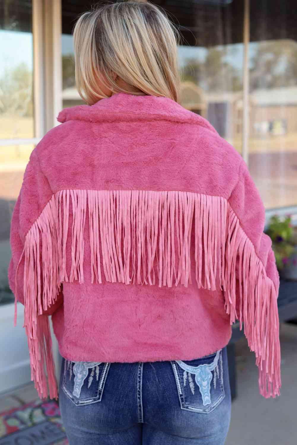 Fringe Detail Zip-Up Jacket Product Image