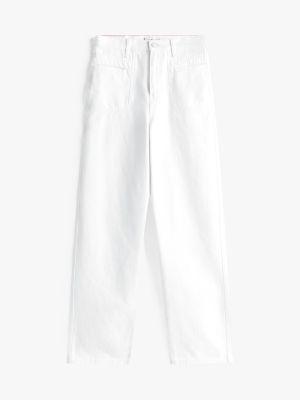 White High-Rise Relaxed Straight Jeans Product Image