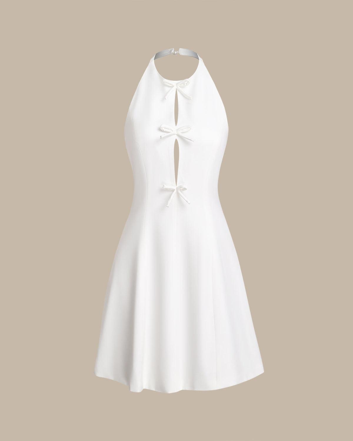 White Halter Backless Mini Dress Product Image