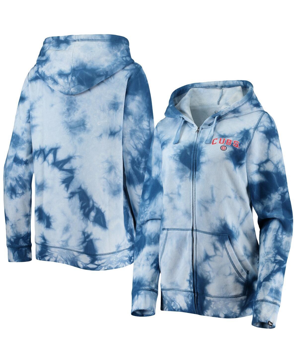 Womens New Era Royal Chicago Cubs Tie-Dye Full-Zip Hoodie Product Image