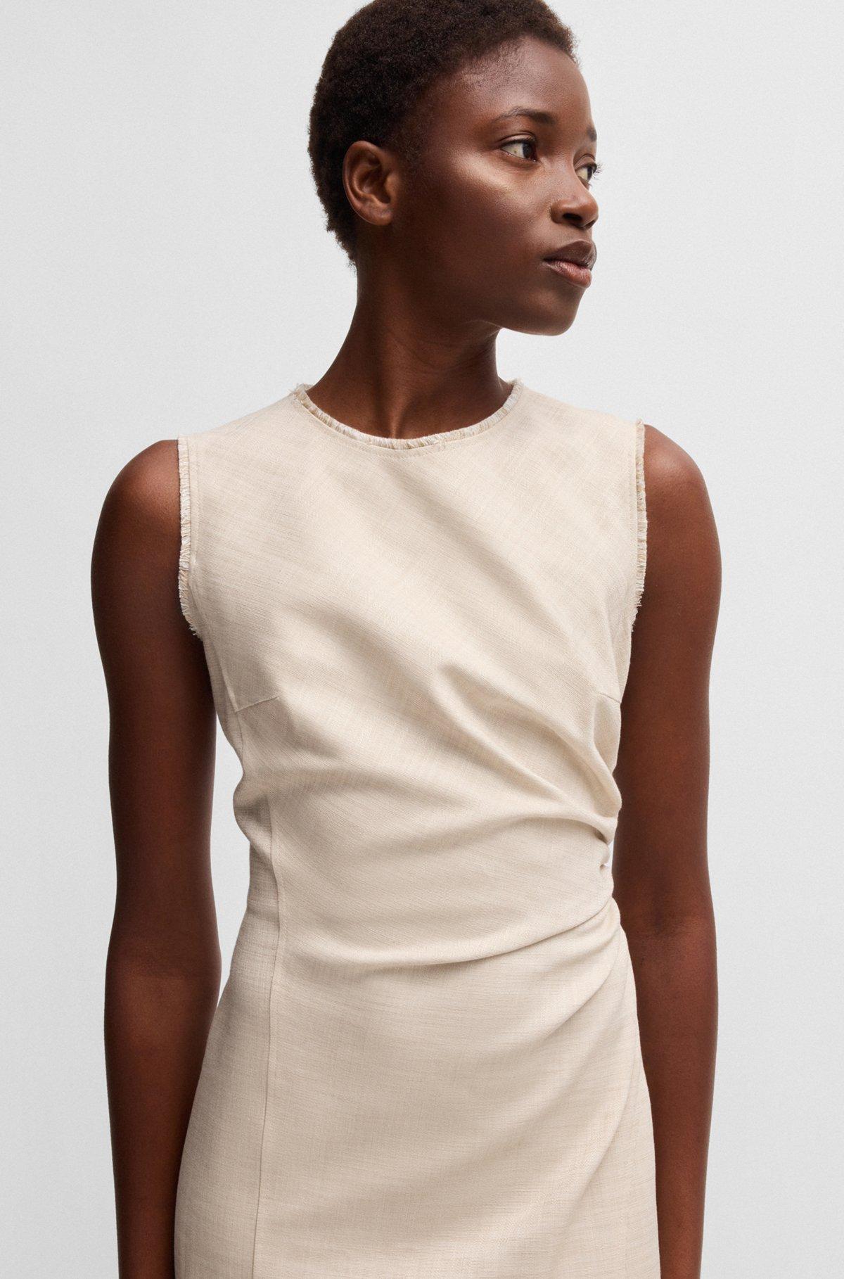 Melange dress with frayed and gathered details Product Image