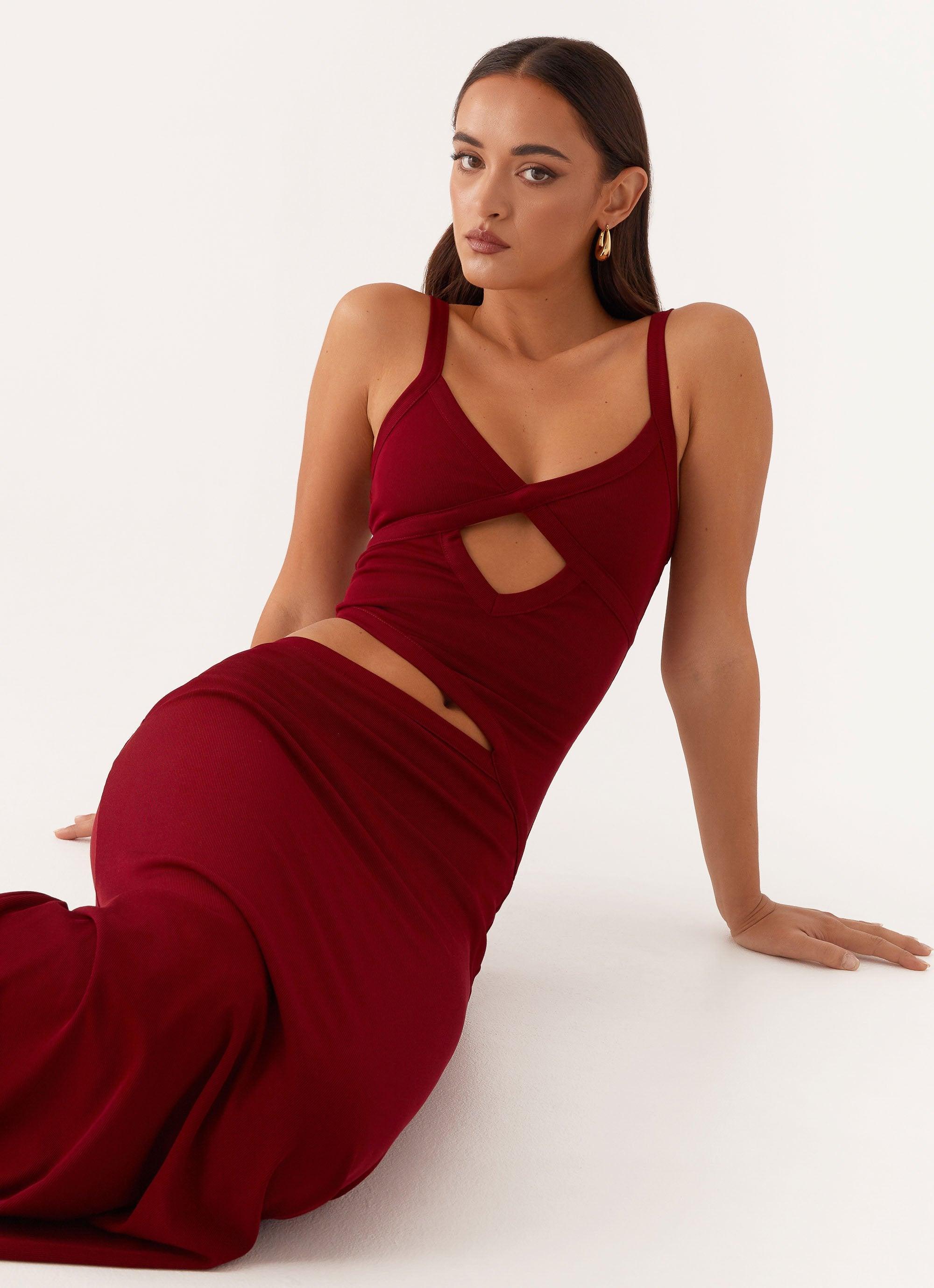 Jocelyn Maxi Dress - Maroon Product Image