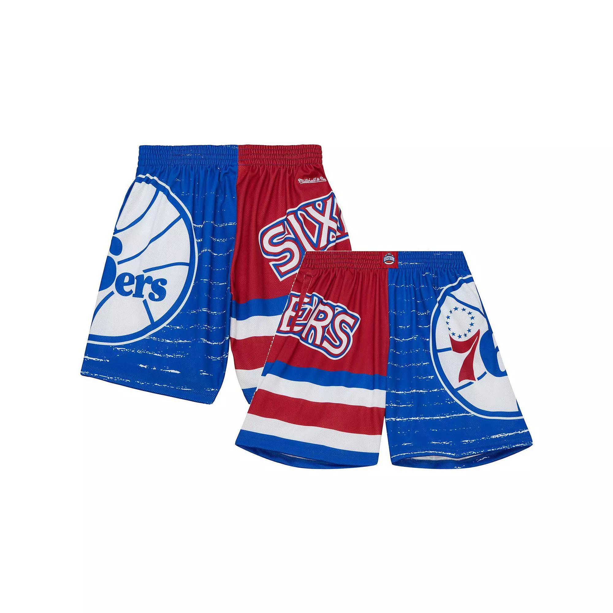 Men's Mitchell & Ness Royal/Red Philadelphia 76ers Jumbotron 3.0 Shorts,  Product Image