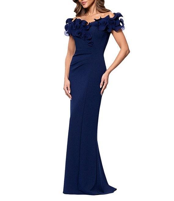 Xscape Scuba Crepe Off-The-Shoulder Neck Short Sleeve Sheath Gown Product Image