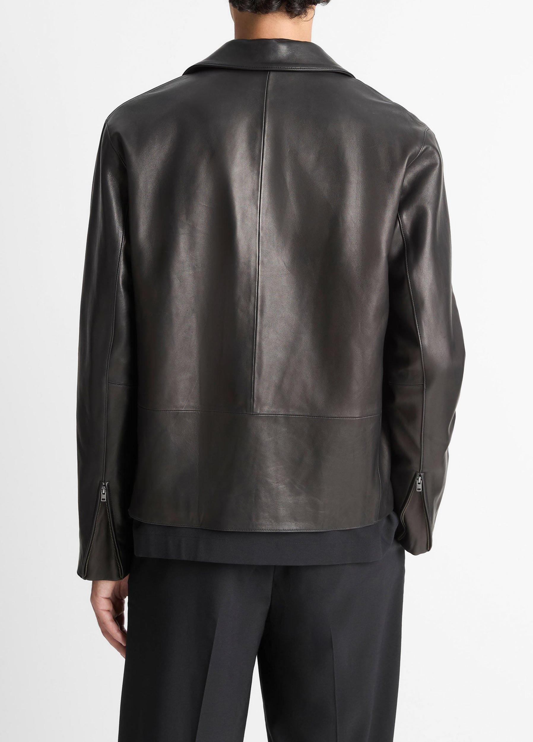 Leather Zip-Up Jacket Product Image