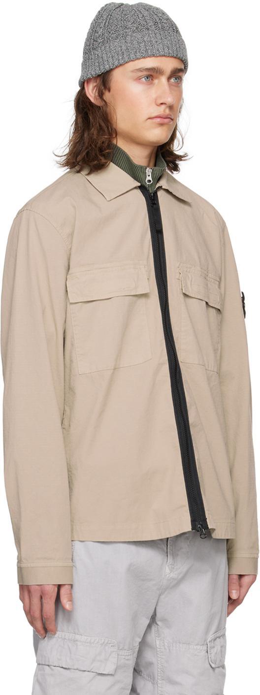 STONE ISLAND Beige Garment-dyed Jacket In V0095 Sand Product Image