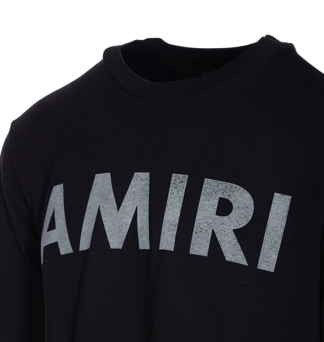 AMIRI Black Cotton T-shirt With Bold Logo Statement Product Image