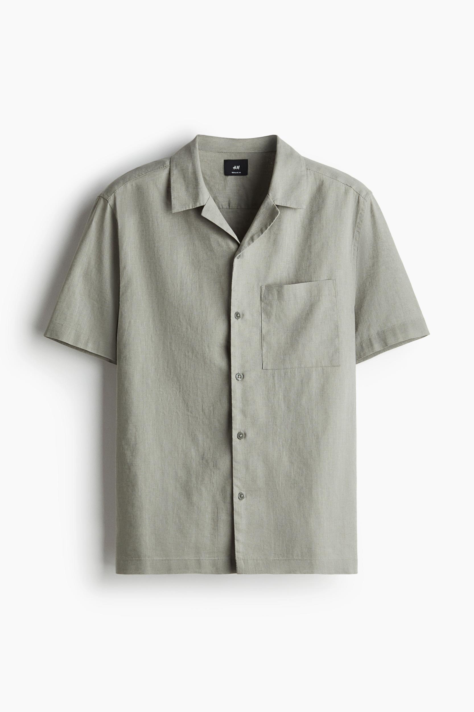 Regular-Fit Short-Sleeved Linen-Blend Shirt Product Image