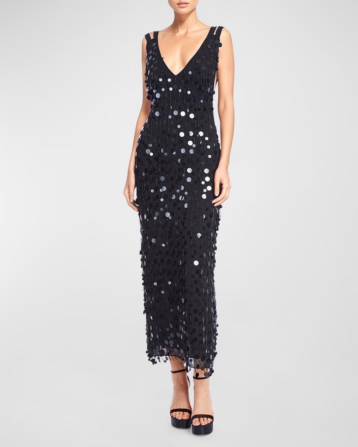 Womens Paillette Beaded Midi-Dress Product Image