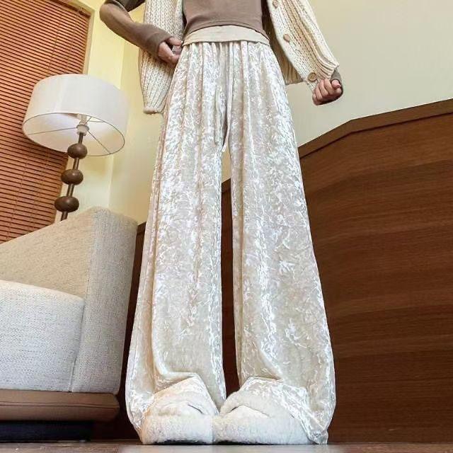 High Rise Velvet Wide Leg Pants Product Image