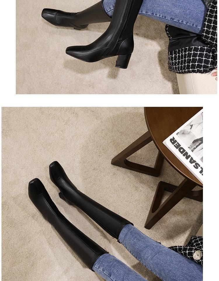 Plain Chunky Heel Tall Boots Product Image