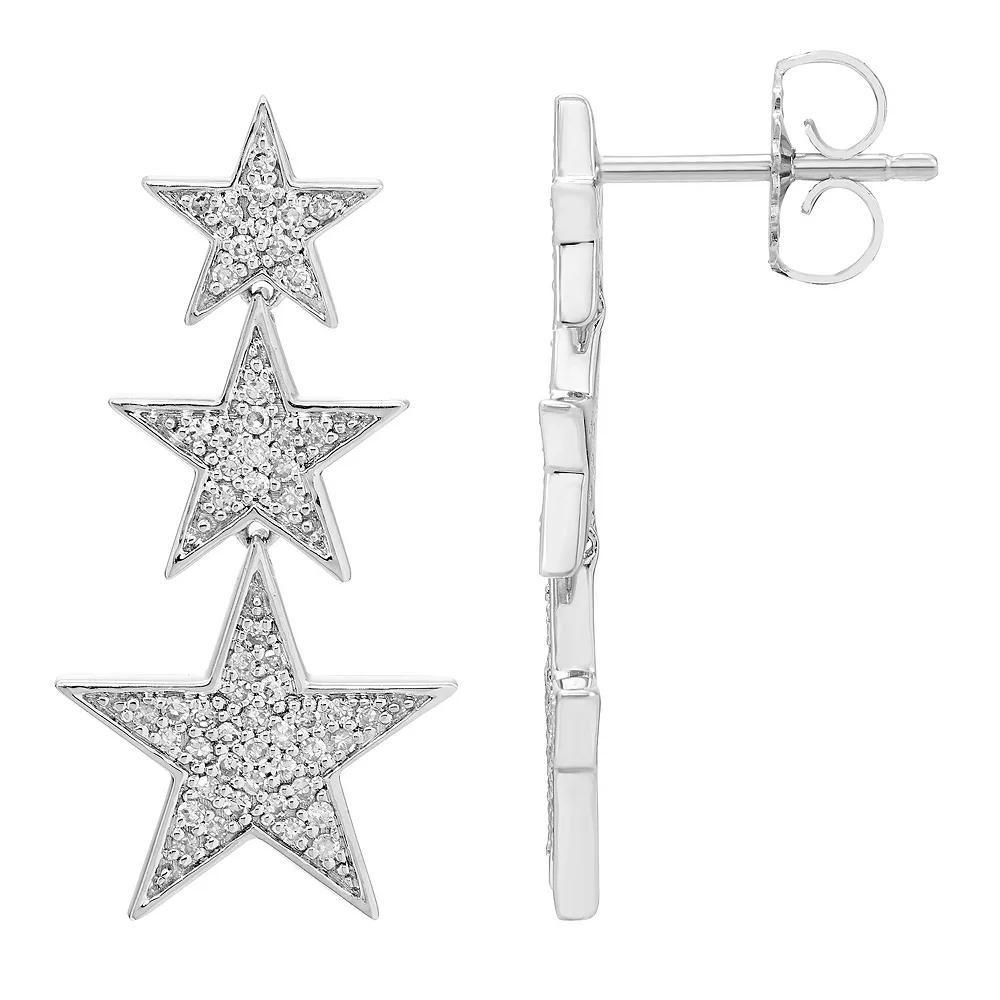 SILVR Sterling Silver & 1/3 ct. T.W. Diamond Star Earrings, Womens Product Image