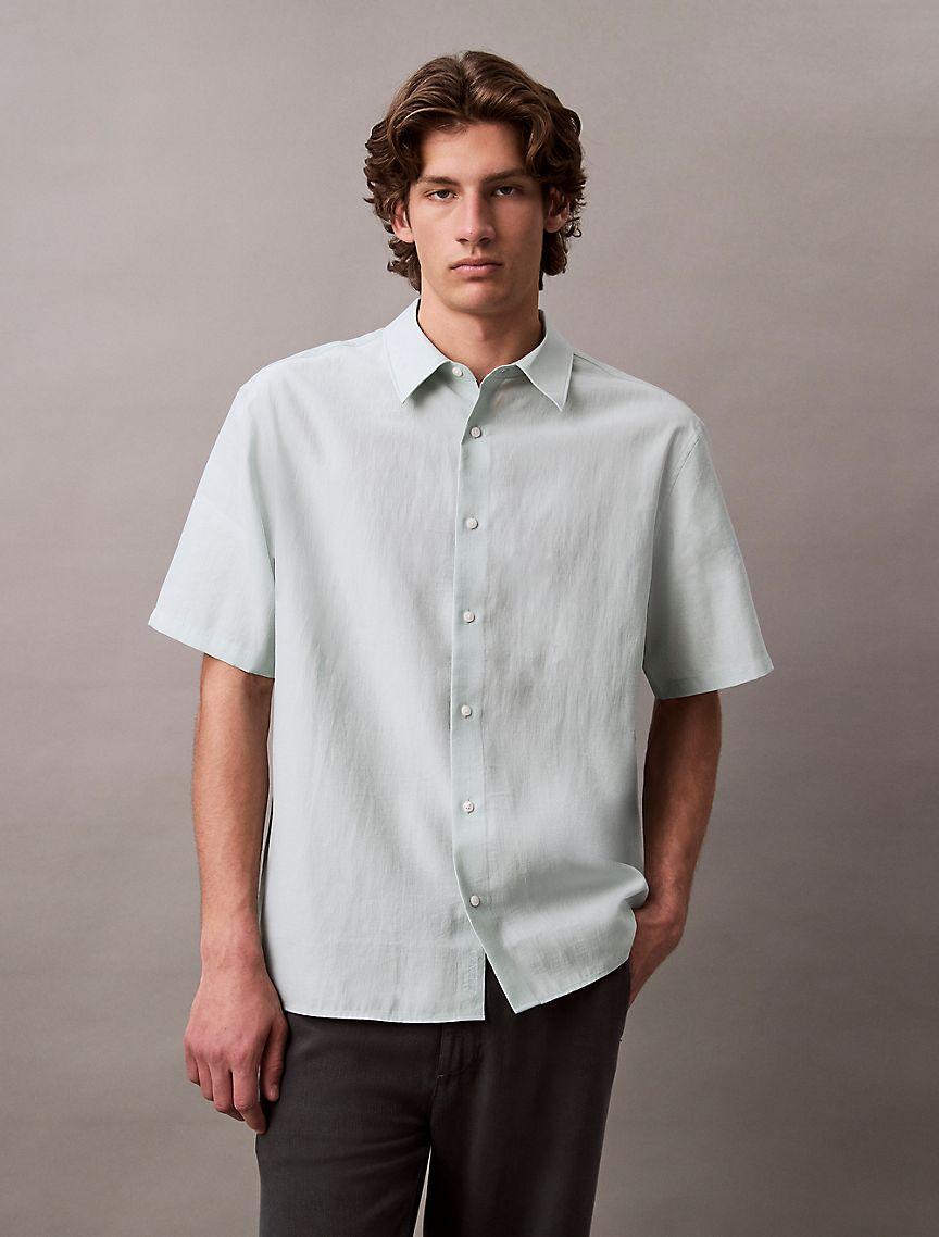 Lyocell Blend Relaxed Button-Down Shirt Product Image