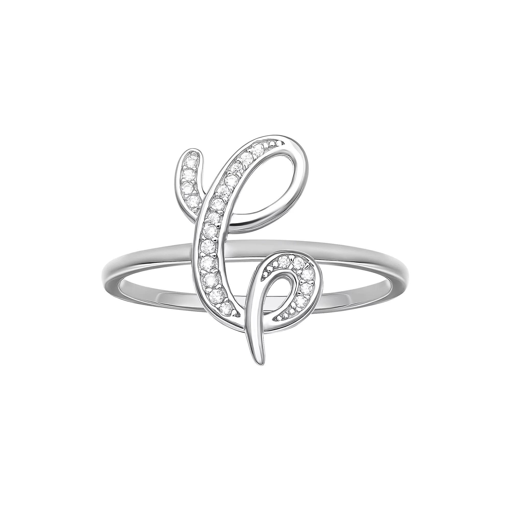 PRIMROSE Sterling Silver Cubic Zirconia Initial Ring, Women's, Size: 8, Sterling Silver X Product Image