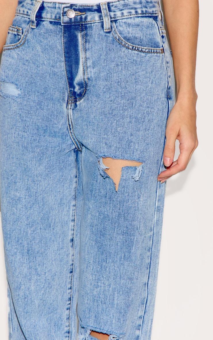 Ice Blue Ripped Split Hem Jeans Product Image