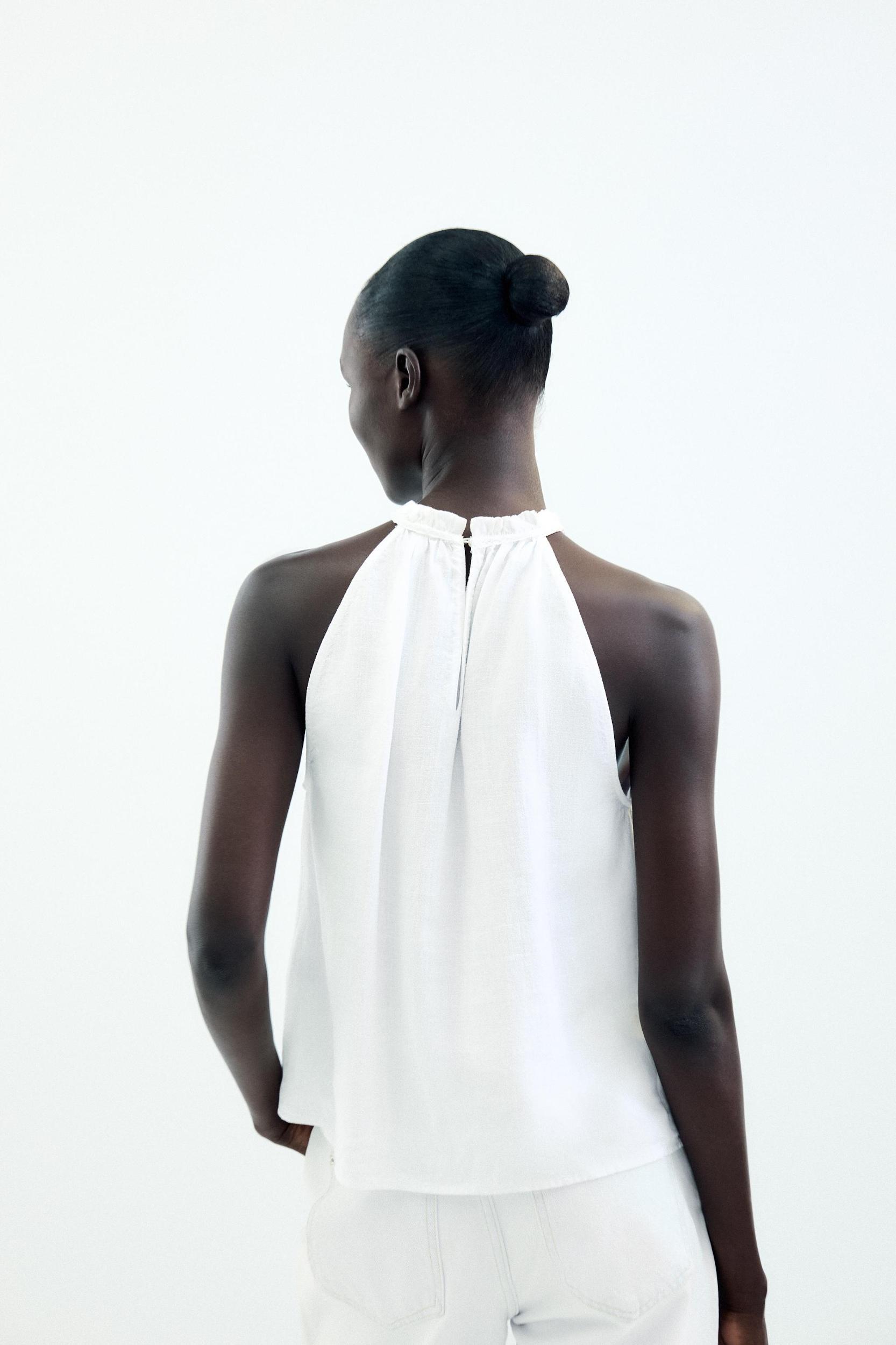 RAMIE RUFFLE HALTER TOP Product Image