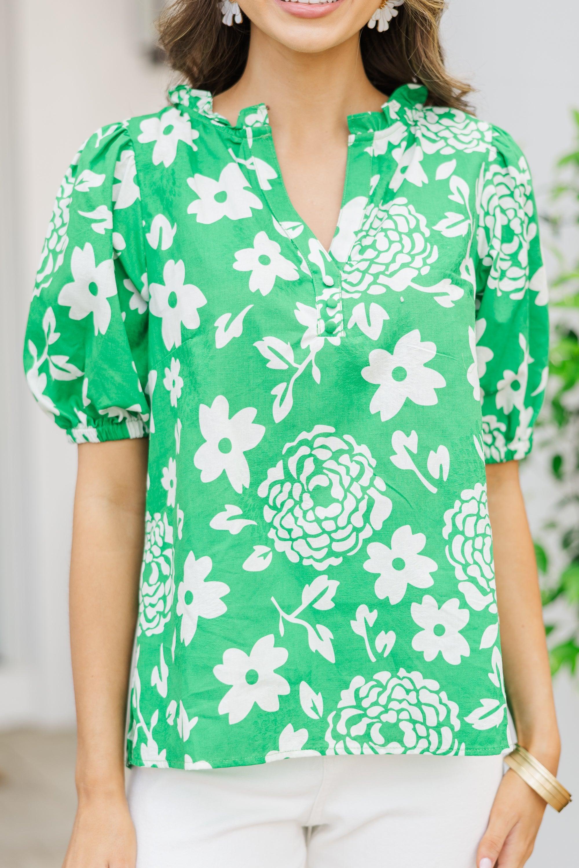 Walk On By Green Floral Blouse Female Product Image