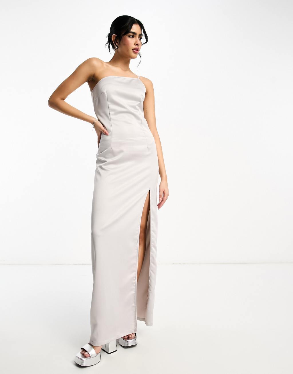 Extro & Vert Tall one shoulder maxi dress with split Product Image