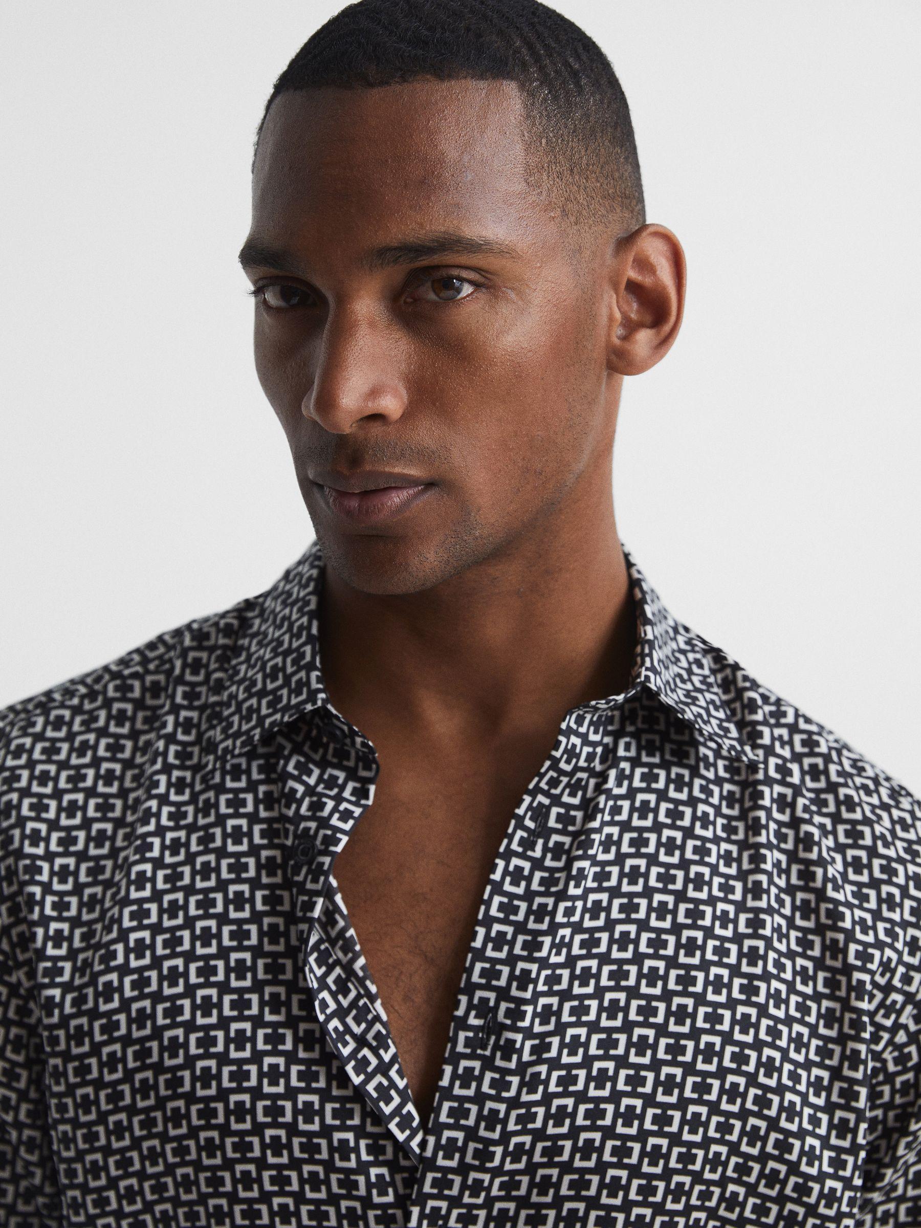 Geo Print Shirt in Black Product Image