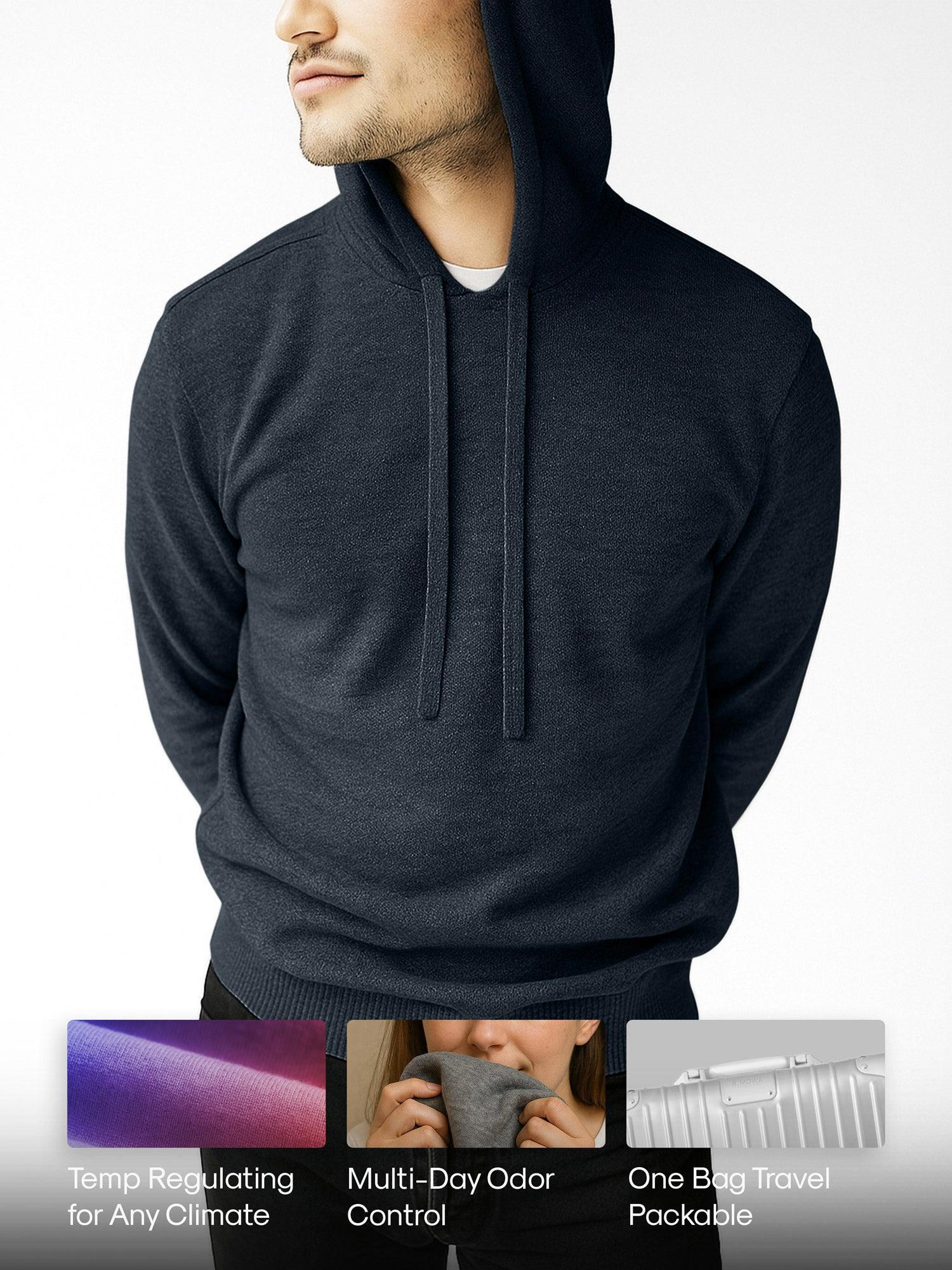Men's Travel Merino Hoodie - Merlot Product Image