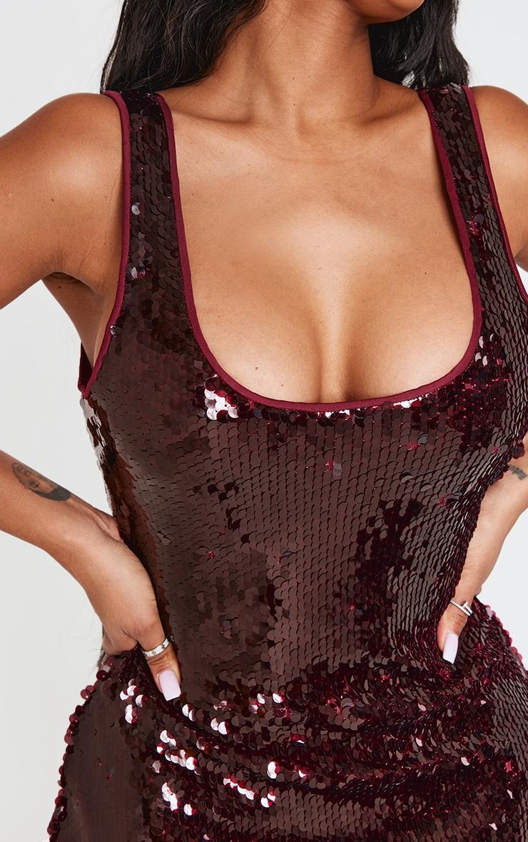 Shape Burgundy Sequin Scoop Neck Maxi Dress Product Image