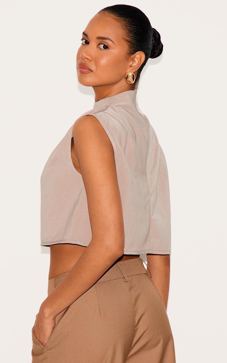 Mushroom Woven Pleated Boxy Top Product Image