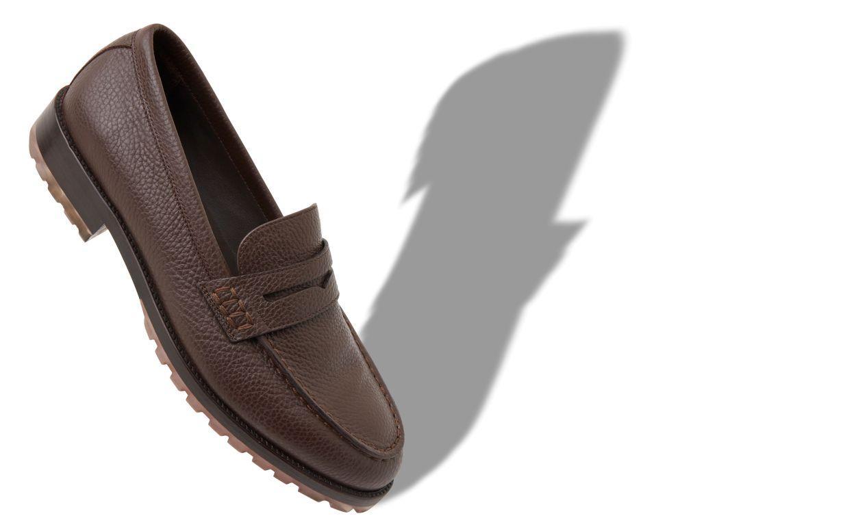 RANDY Dark Brown Calf Leather Penny Loafers Product Image