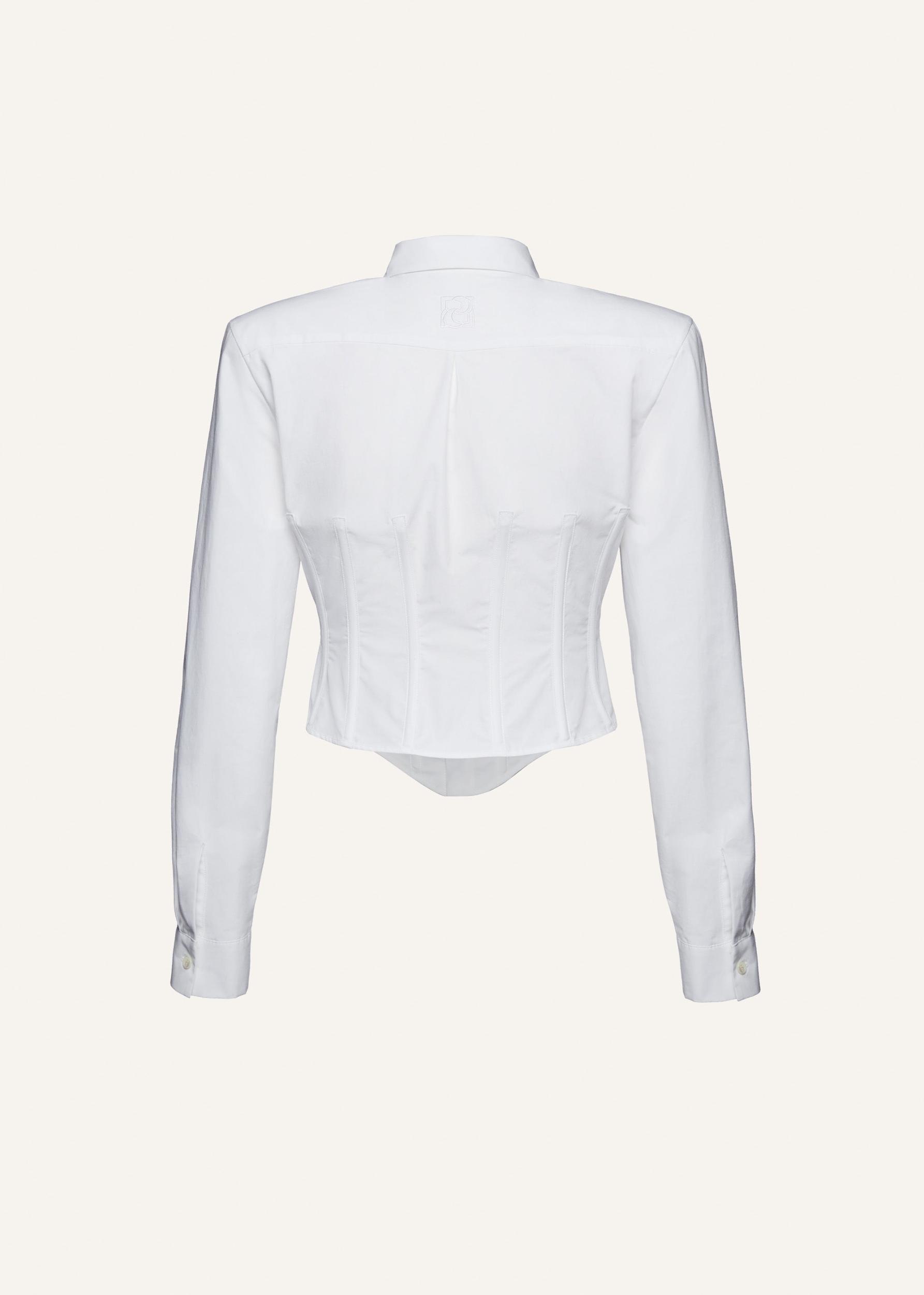 Cropped corset button-up shirt in white Product Image