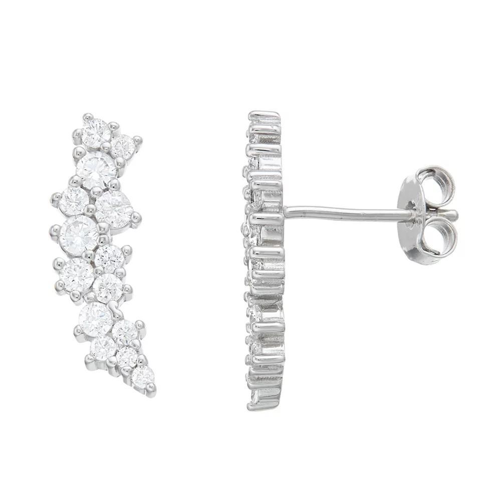 Sterling Silver Clear Cubic Zirconia Stud Earrings, Womens Product Image