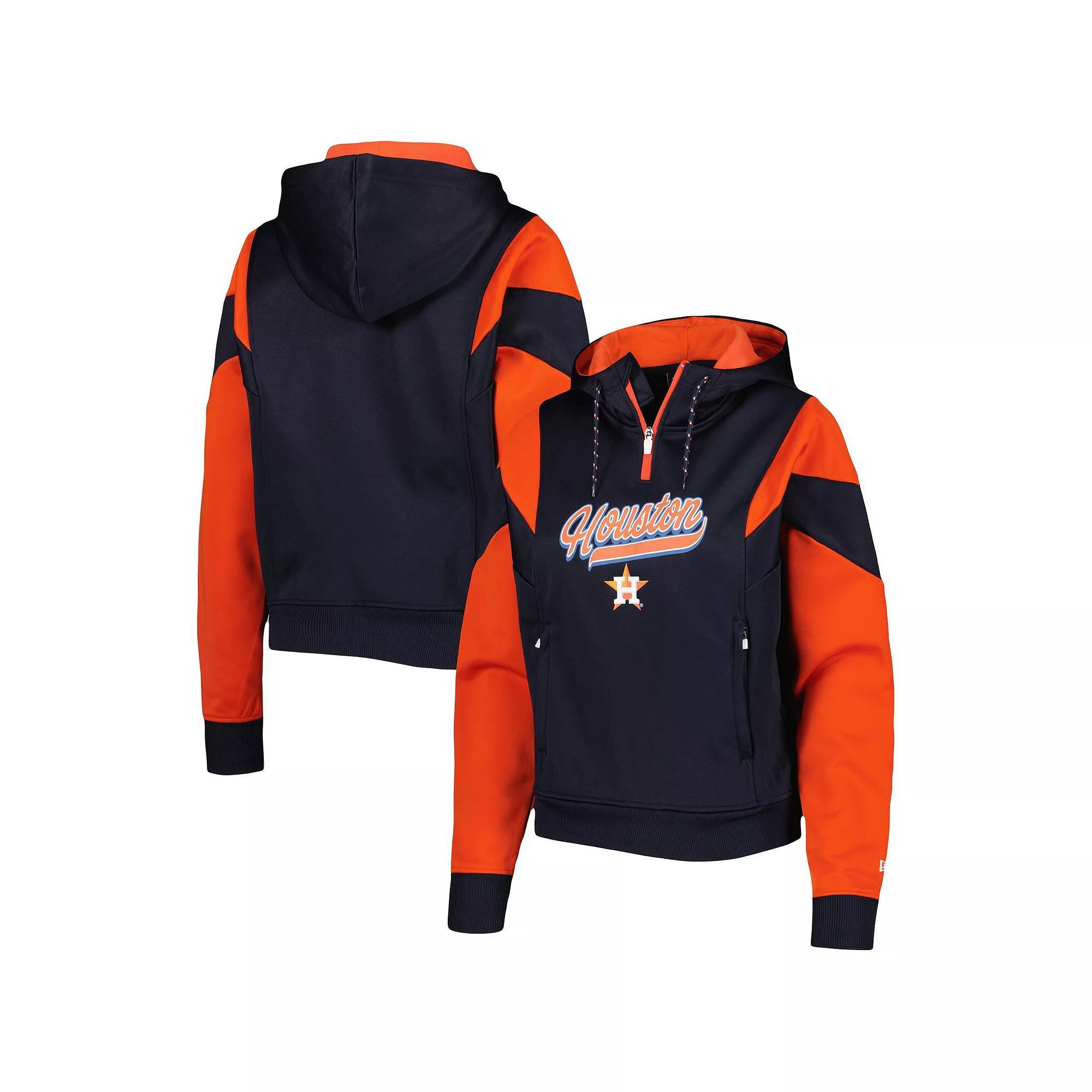 Women's New Era Navy Houston Astros Color Block Fleece Quarter-Zip Hoodie, Size: Small, Blue Product Image