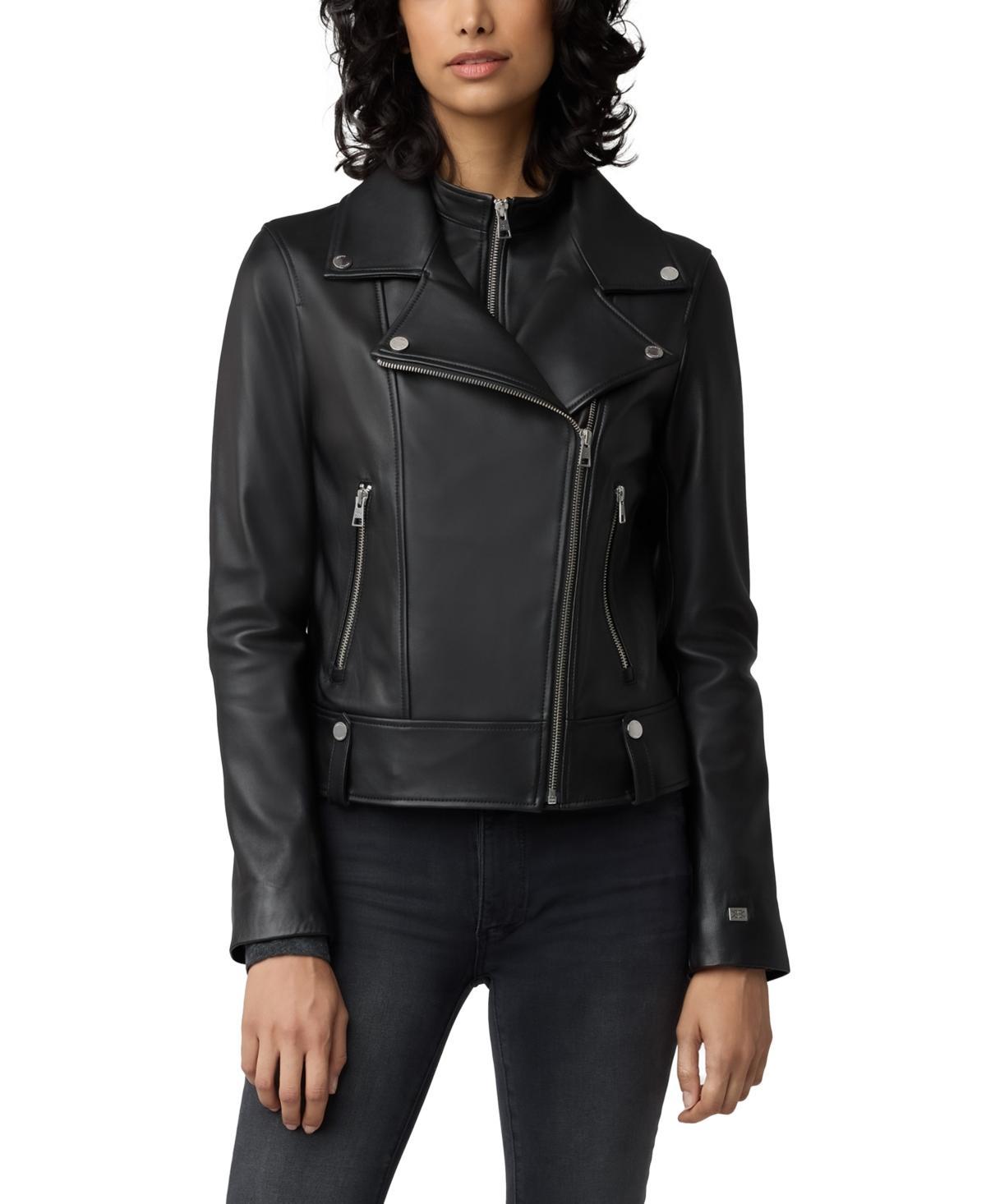 Womens Ryder Fitted Leather Biker Jacket Product Image