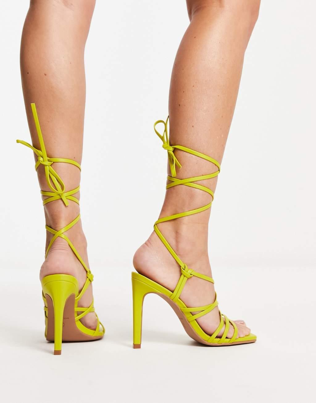 ASOS DESIGN Nairobi strappy tie leg high heeled sandals Product Image