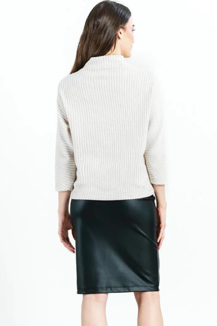 Ribbed Funnel Neck Modern Soft Sweater Product Image