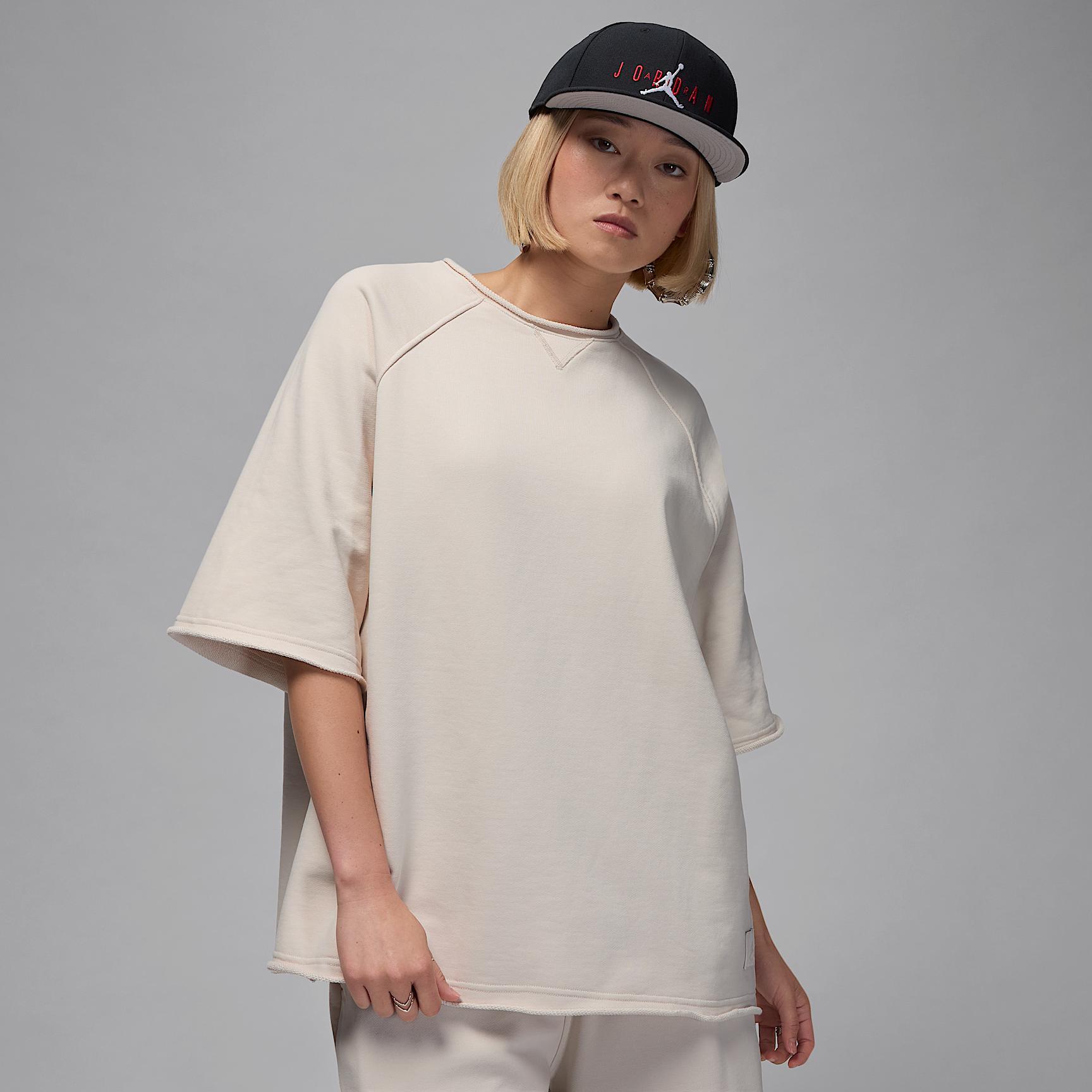 Womens Jordan Flight Fleece Oversized Short-Sleeve French Terry Top | IB9850-017 Product Image