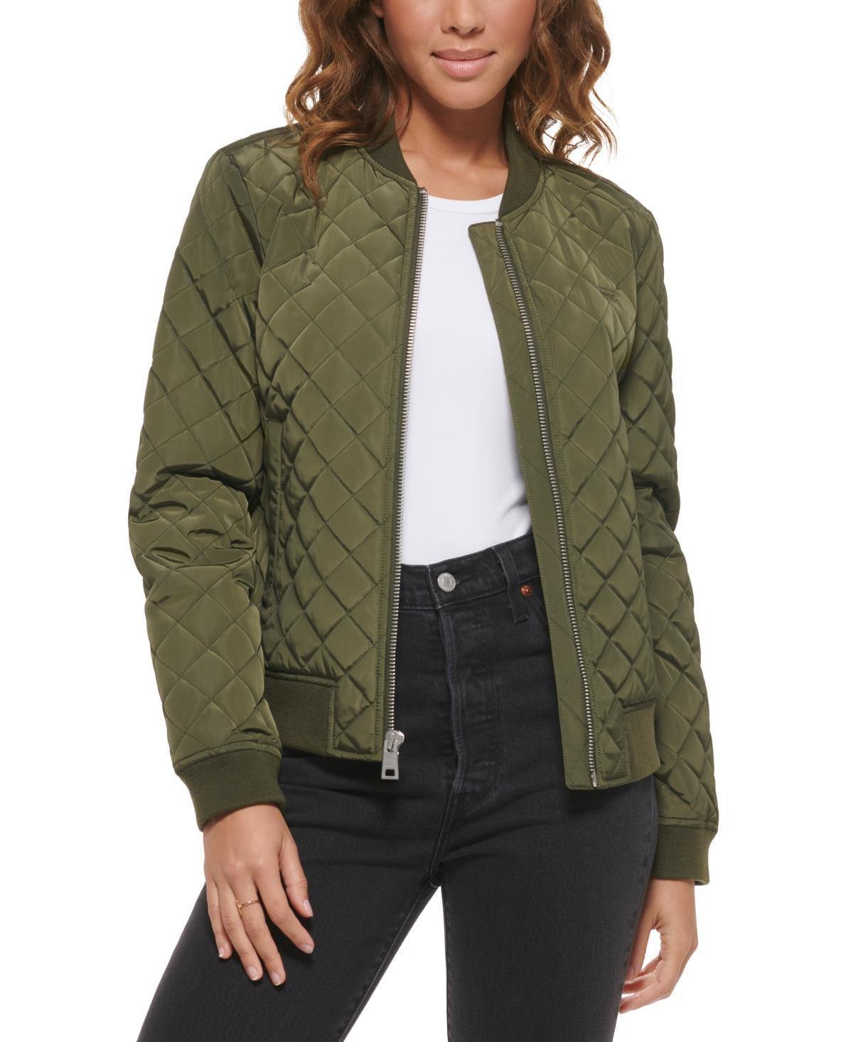 Women's Levi's® Diamond Quilted Bomber Jacket, Size: Large, Green Product Image