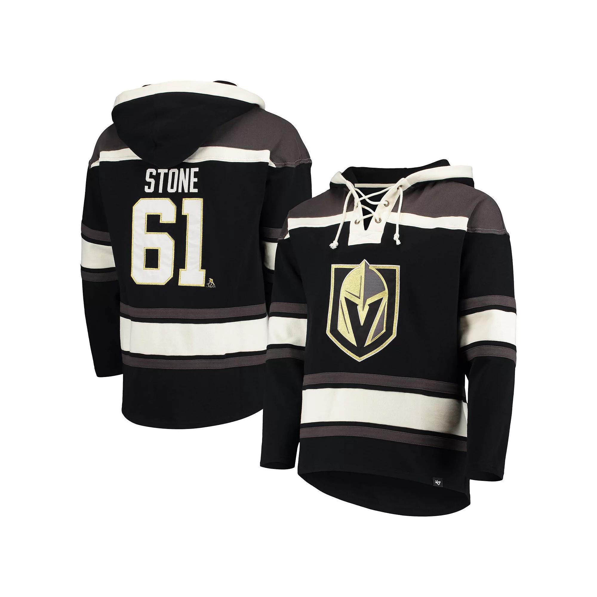 Men's '47 Mark Stone Black Vegas Golden Knights Player Name & Number Lacer Pullover Hoodie,  Product Image