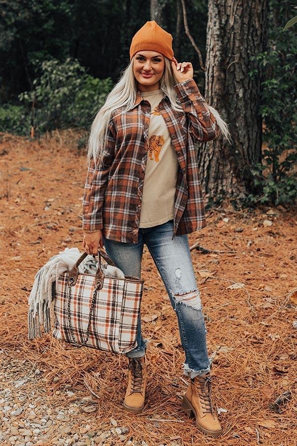 All The Hits Flannel Button Up In Brown Product Image