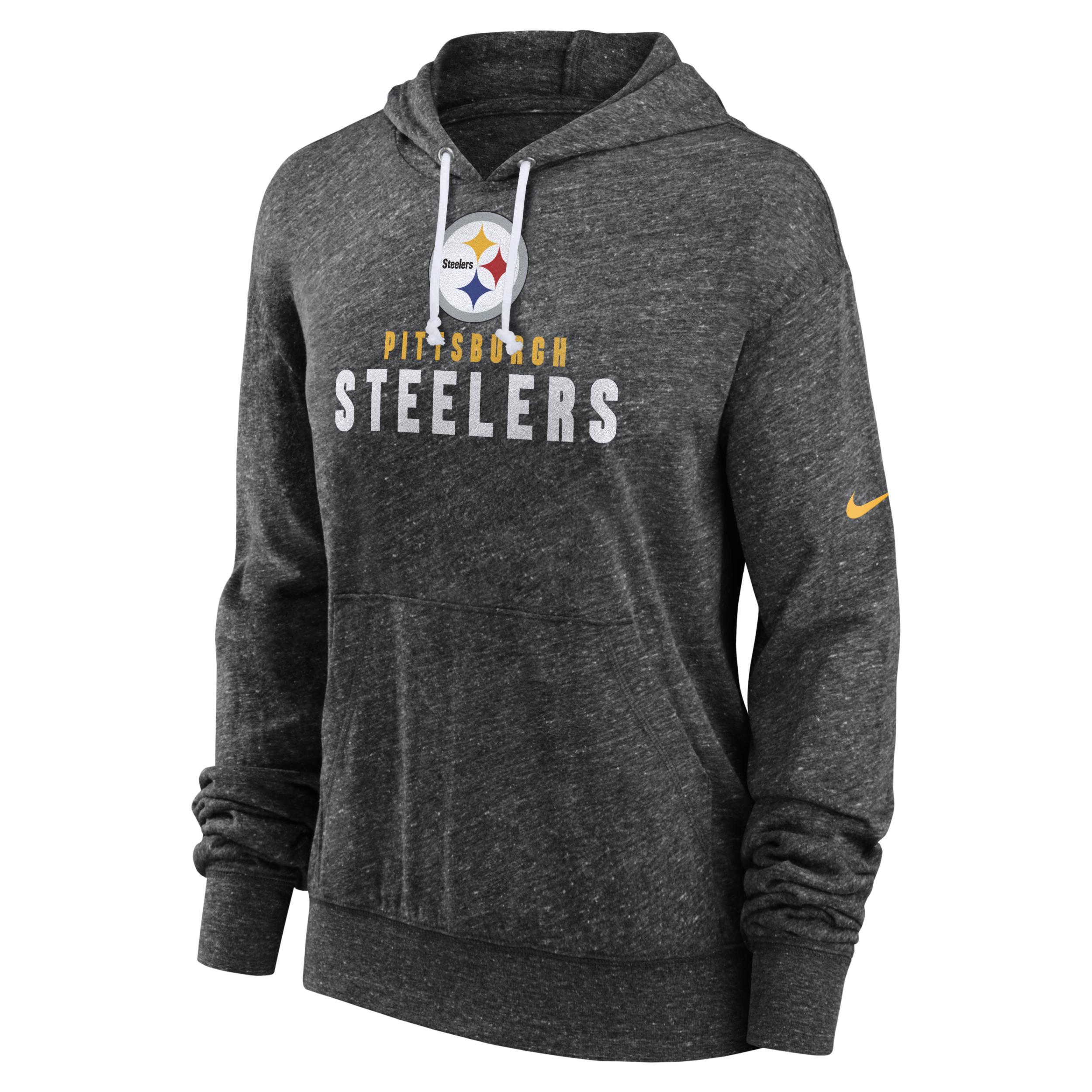 Womens Nike Black Pittsburgh Steelers Gym Vintage-Like Lightweight Hooded Top Product Image