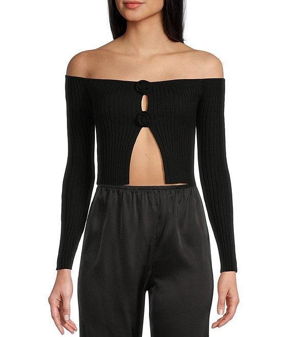 GB Rosette Off-The-Shoulder Sweater Top Product Image