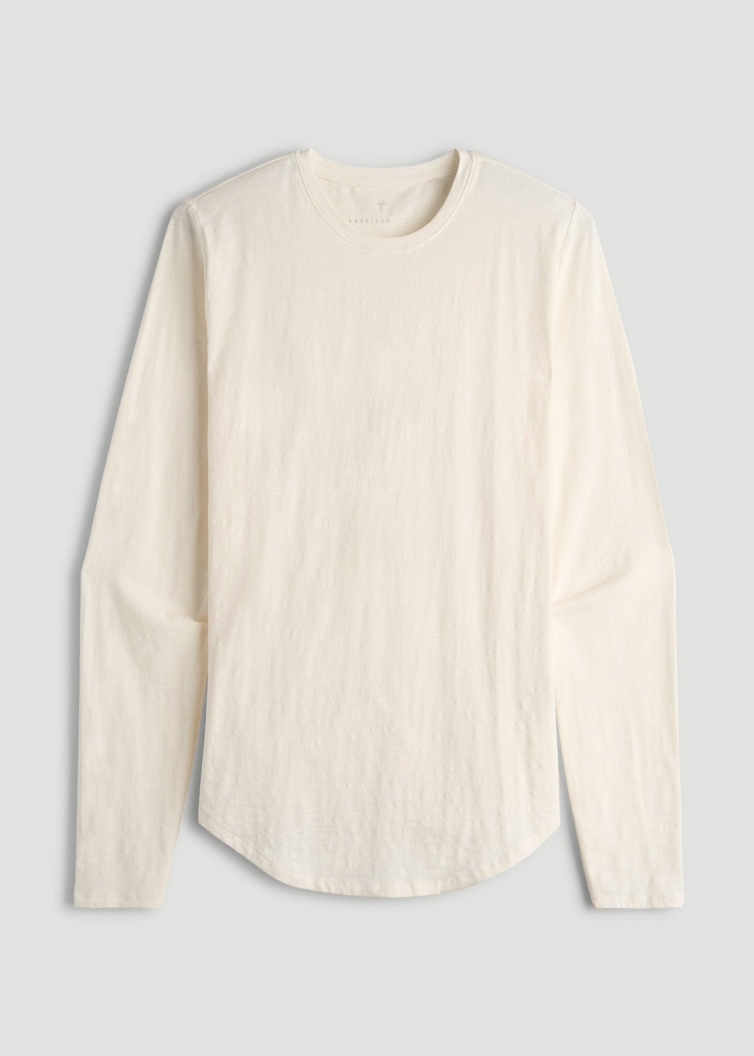Slub Long Sleeve Scoop Tee for Tall Men in Ecru Male Product Image