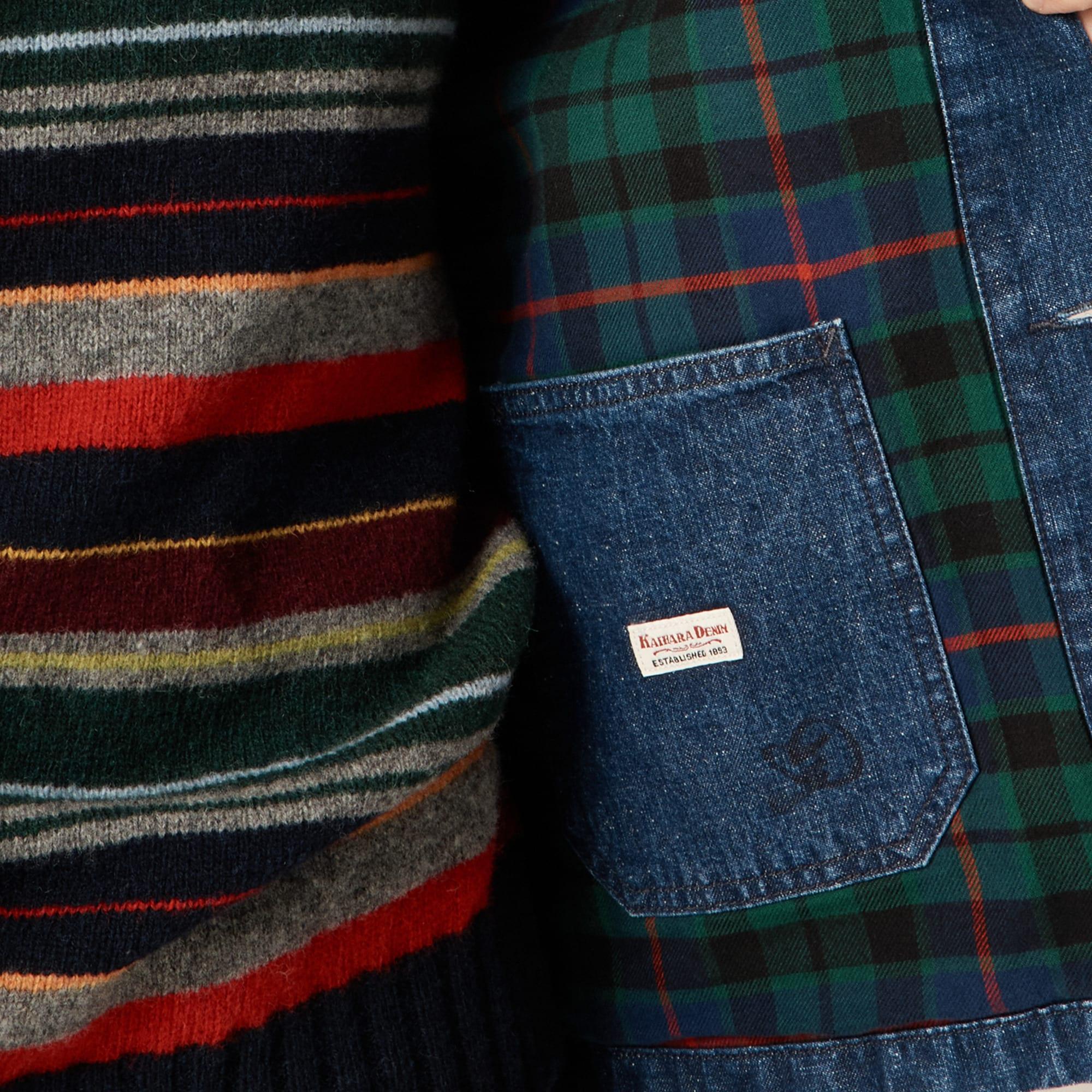 Patch-pocket denim jacket with flannel lining Product Image