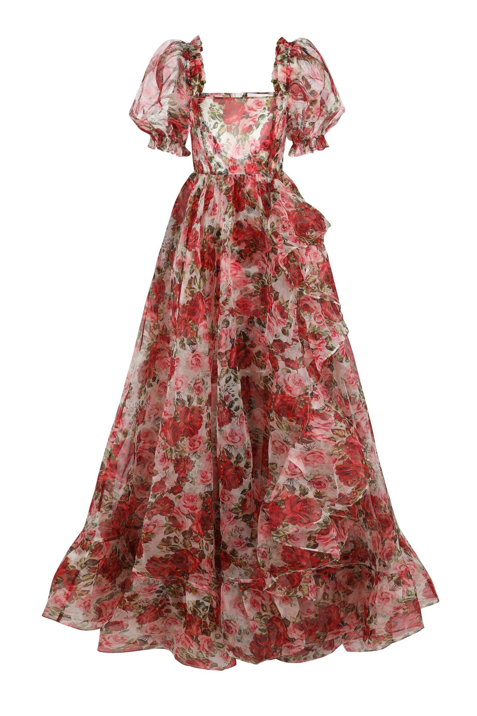 Roses Are Red Sheer Delight Ruffle Gown Product Image