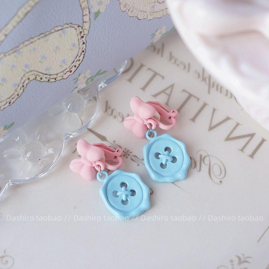 Bow Button Drop Earring / Clip-On Earring Product Image